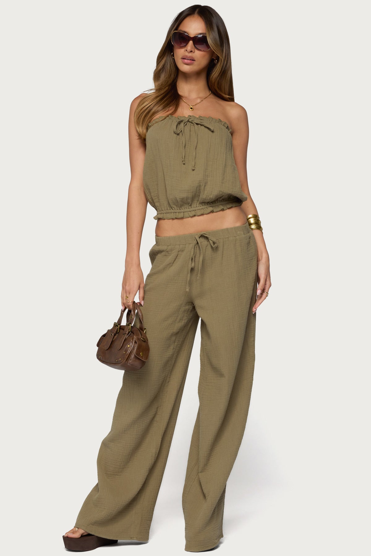 Viktoria Wide Leg Gauze Pants