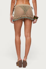 Naleni Bead Crochet Mini Skirt