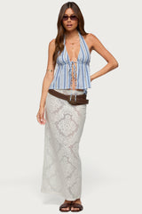 Galee Tie Front Linen Look Top