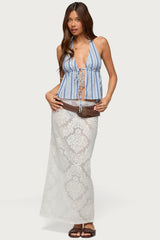 Galee Tie Front Linen Look Top