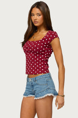 Mookie Square Neck Polka Dot Top