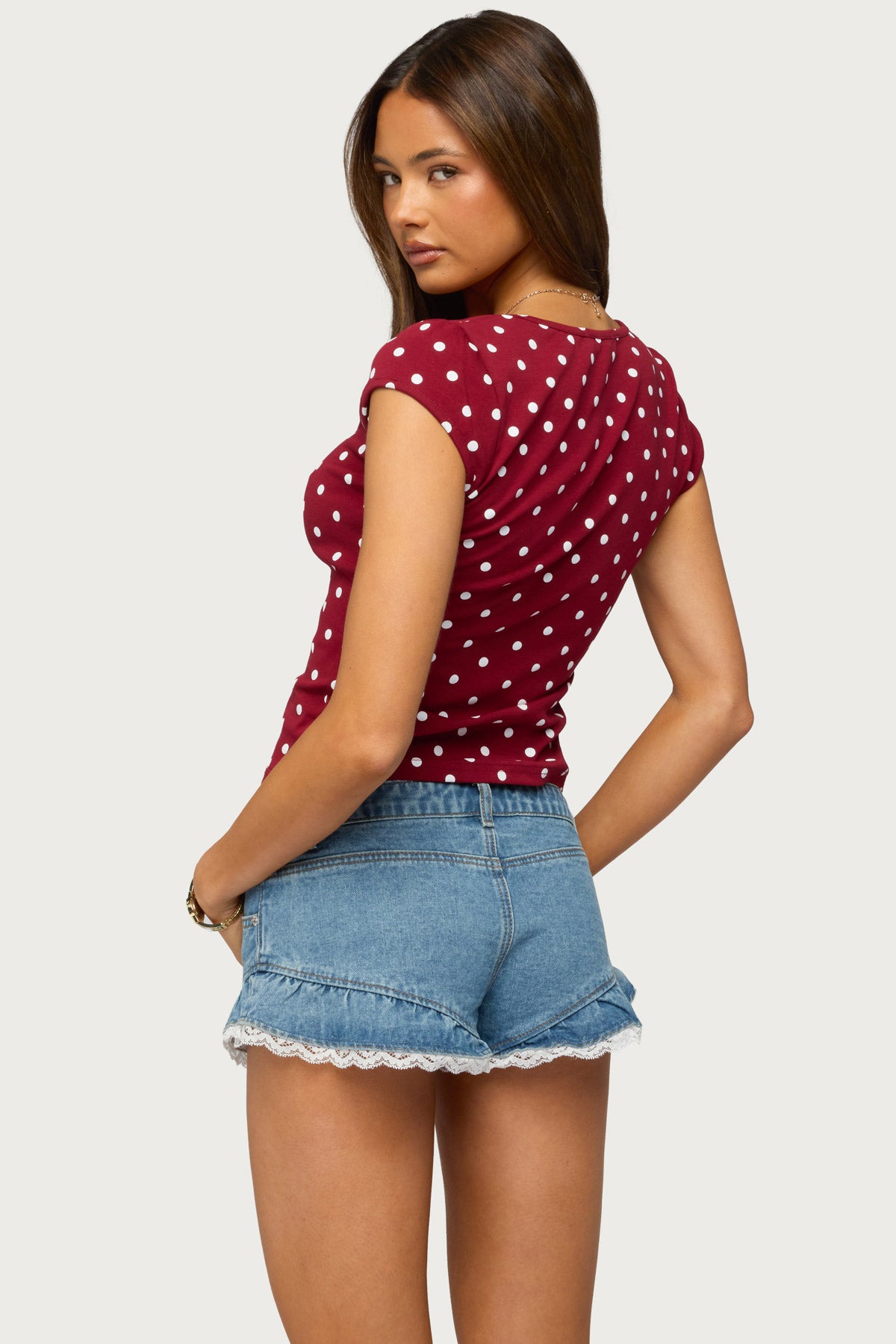 Mookie Square Neck Polka Dot Top