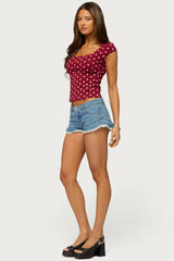Mookie Square Neck Polka Dot Top