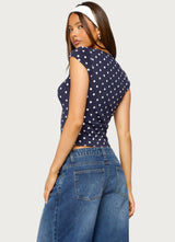 Mookie Square Neck Polka Dot Top