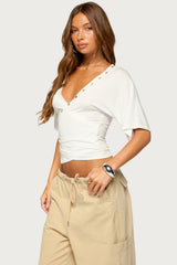 Sully Iridescent Button Wrapped Top