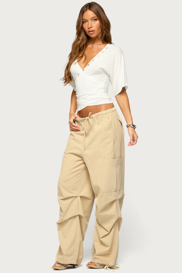 Sully Iridescent Button Wrapped Top