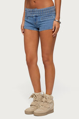 Odetta Studded Low Rise Denim Shorts