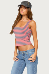 Striped Built In Bra Tank Top