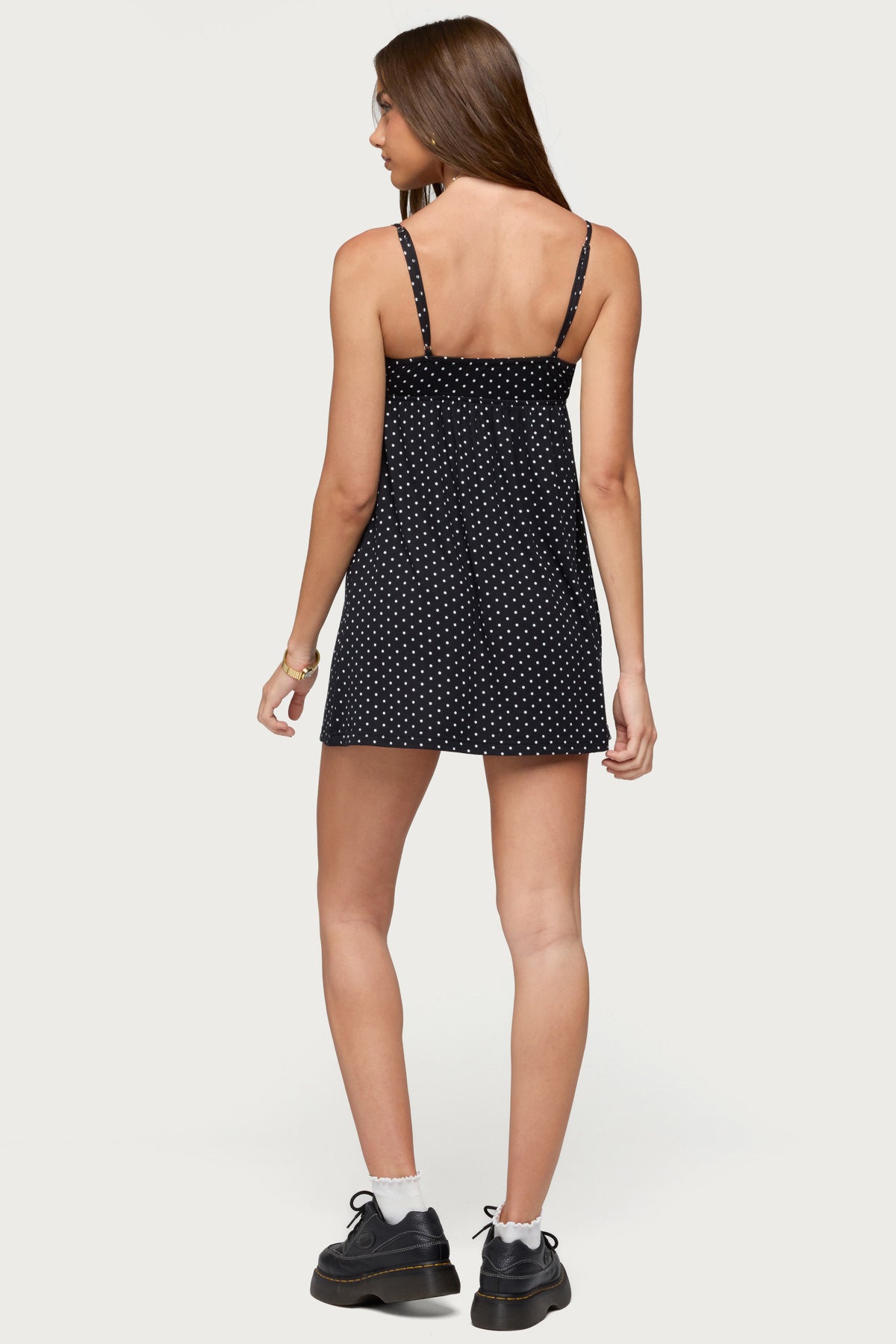 Reigna Lacey Polka Dot Mini Dress