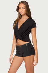Addie Deep V Twist Front Top