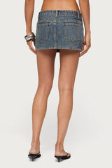 Ayala Washed Denim Micro Skort