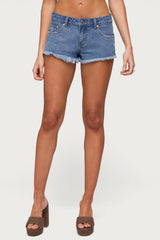 Crochet Pockets Low Rise Denim Micro Shorts