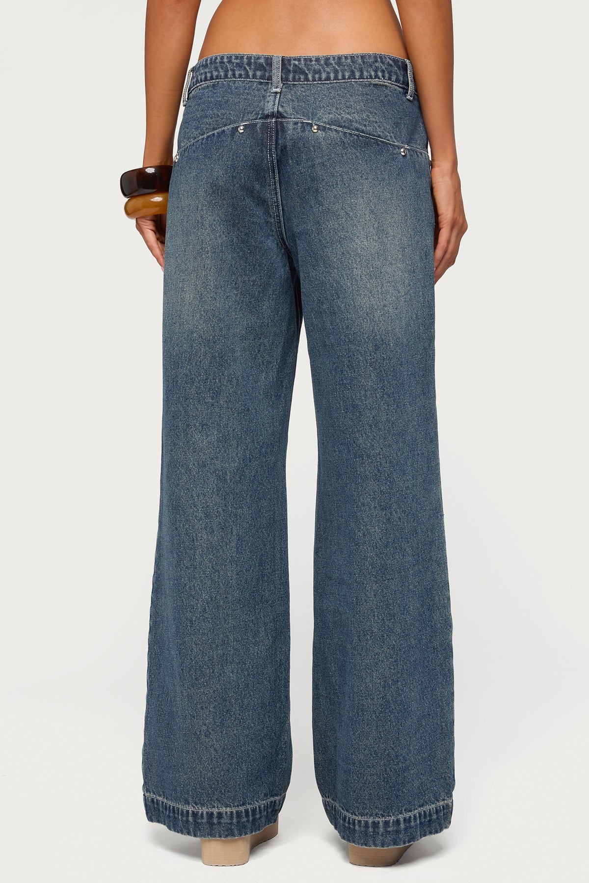 Wyn Studded Low Rise Baggy Jeans