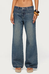 Wyn Studded Low Rise Baggy Jeans