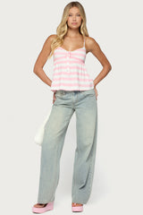 Michey Tie Front Babydoll Tank Top