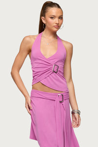 Fiori Buckle Asymmetric Wrap Top