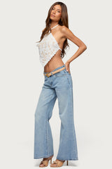 Handkerchief Backless Lace Halter Top