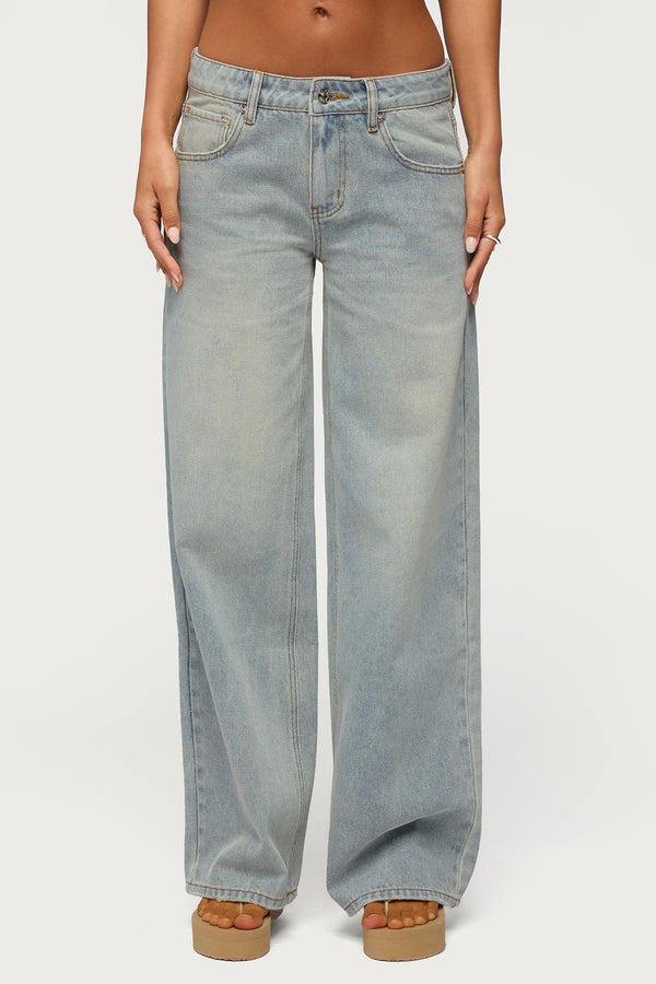 Quintie Mid Rise Straight Leg Jeans
