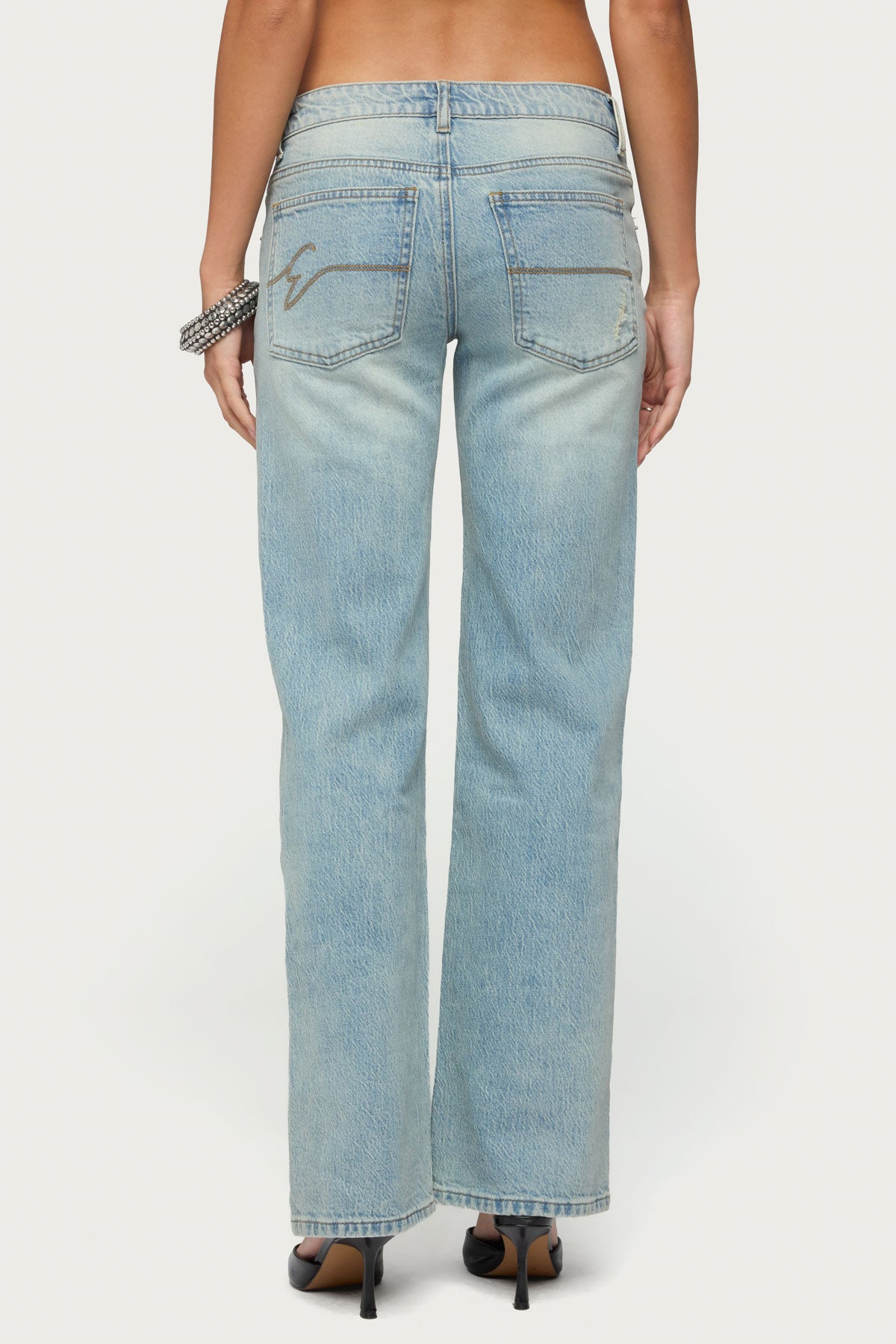 Lainie Distressed Low Rise Bootcut Jeans