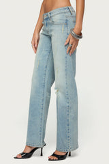 Lainie Distressed Low Rise Bootcut Jeans