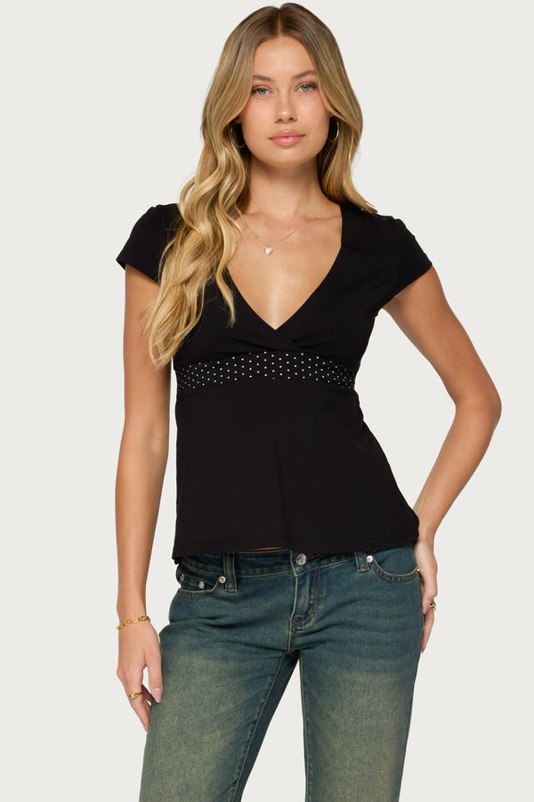 Arla Polka Dot V Neck Top