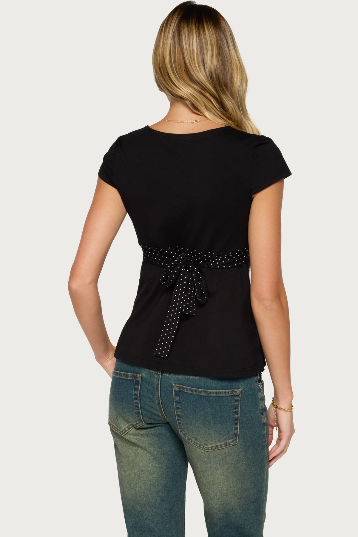 Arla Polka Dot V Neck Top