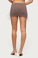 Cheryl Beaded Fringe Mini Skirt