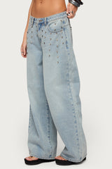 Oaklie Studded Low Rise Baggy Jeans