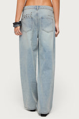 Oaklie Studded Low Rise Baggy Jeans