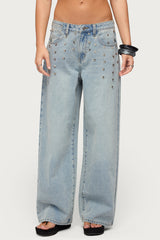 Oaklie Studded Low Rise Baggy Jeans