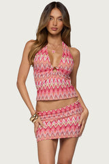 Saha Zigzag Crochet Halter Top