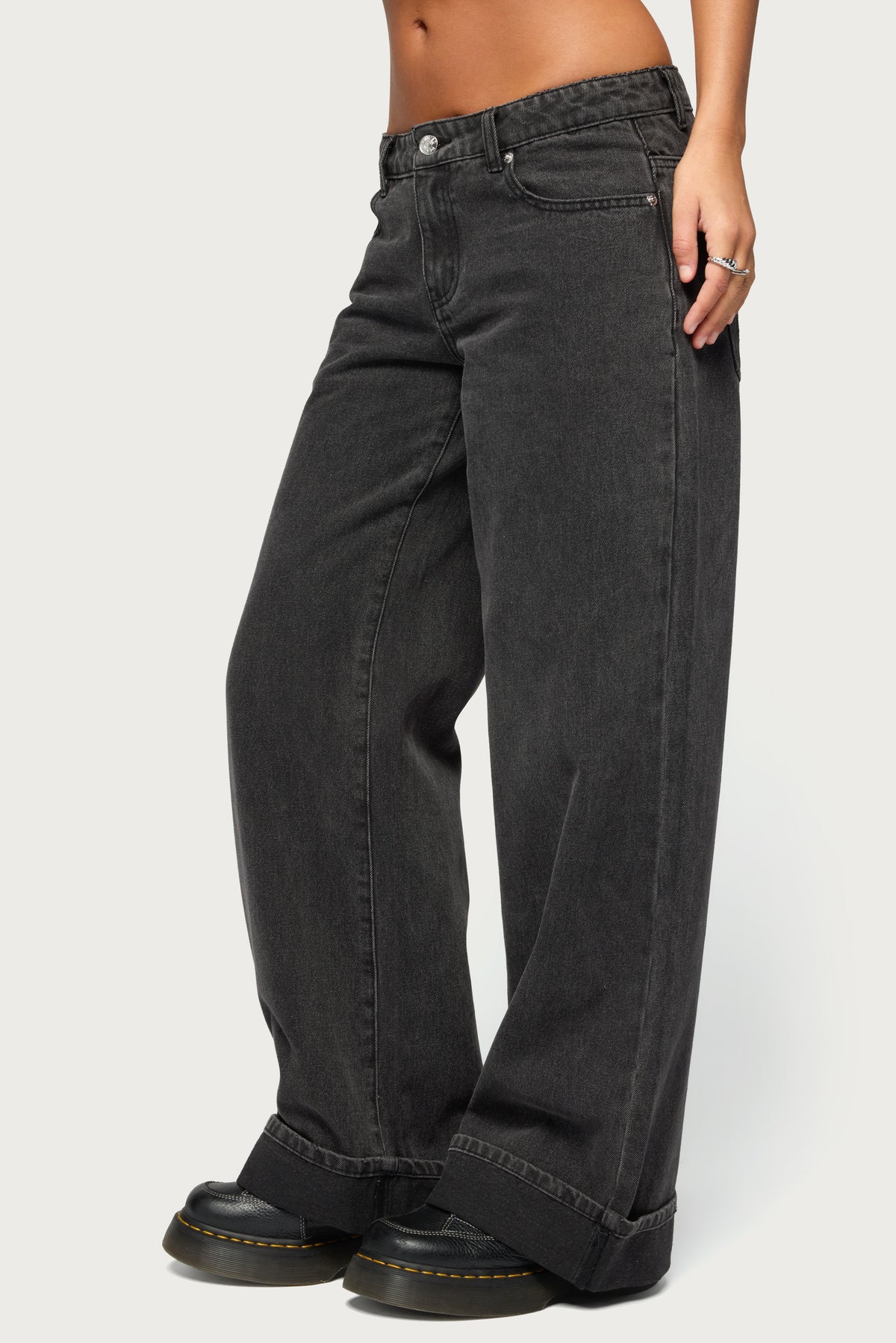 Gatz Cuffed Low Rise Wide Leg Jeans