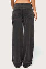 Gatz Cuffed Low Rise Wide Leg Jeans