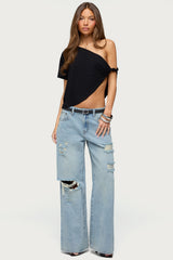 Ella Distressed Low Rise Baggy Jeans