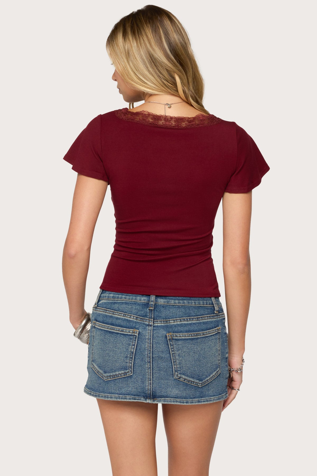 Yvetta Lacey Flutter Sleeve Top