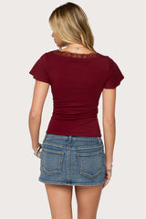 Yvetta Lacey Flutter Sleeve Top