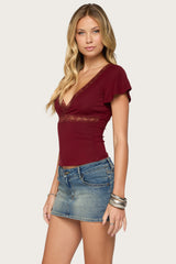 Yvetta Lacey Flutter Sleeve Top