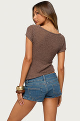 Sesi Asymmetric Textured Knit Top