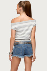 Hettie Off Shoulder Striped Knit Top