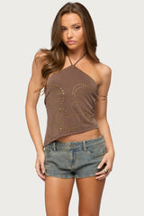 Ellise Studded Built In Bra Top