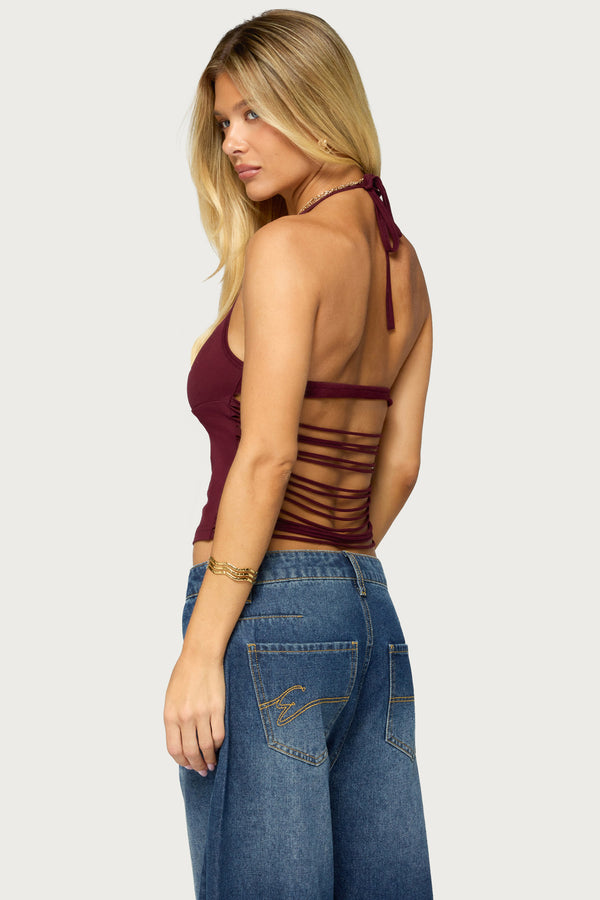 Minsoo Shredded Back Halter Top view 1