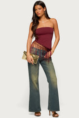 Sarika Asymmetric Fringe Strapless Top