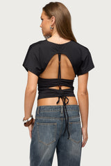 Salie Back Cutout Flutter Top
