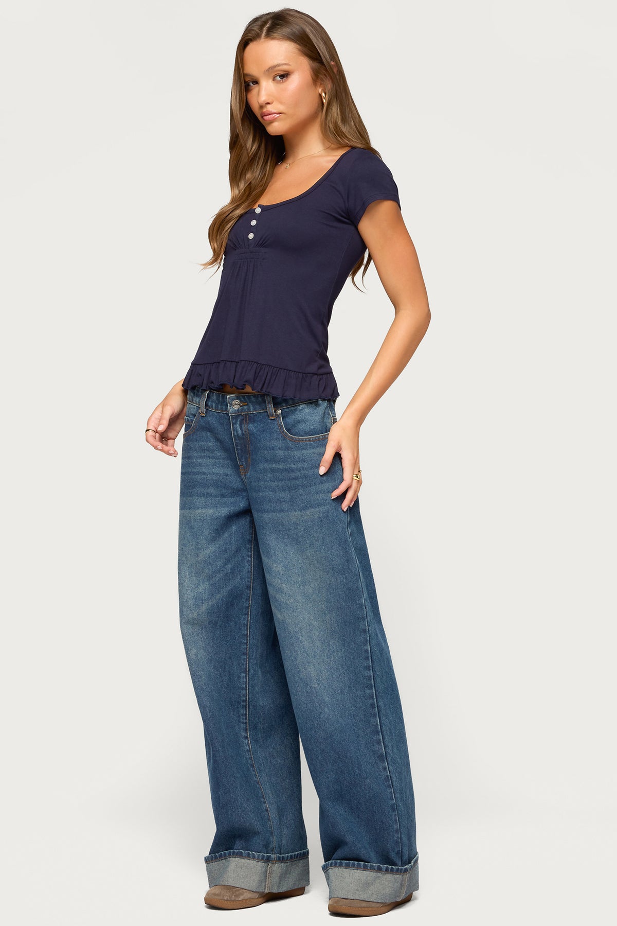 Liliannah Ruffle Babydoll Top