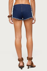Svea Lace Up Denim Micro Shorts