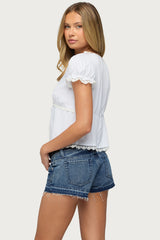 Eman Lacey Tie Front Top