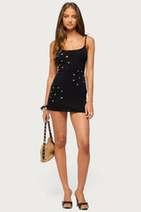 Milta Button Flower Knit Mini Dress