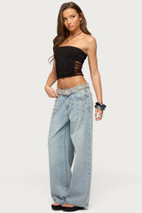 Oaklie Studded Low Rise Baggy Jeans