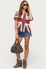 Union Jack Off Shoulder T Shirt