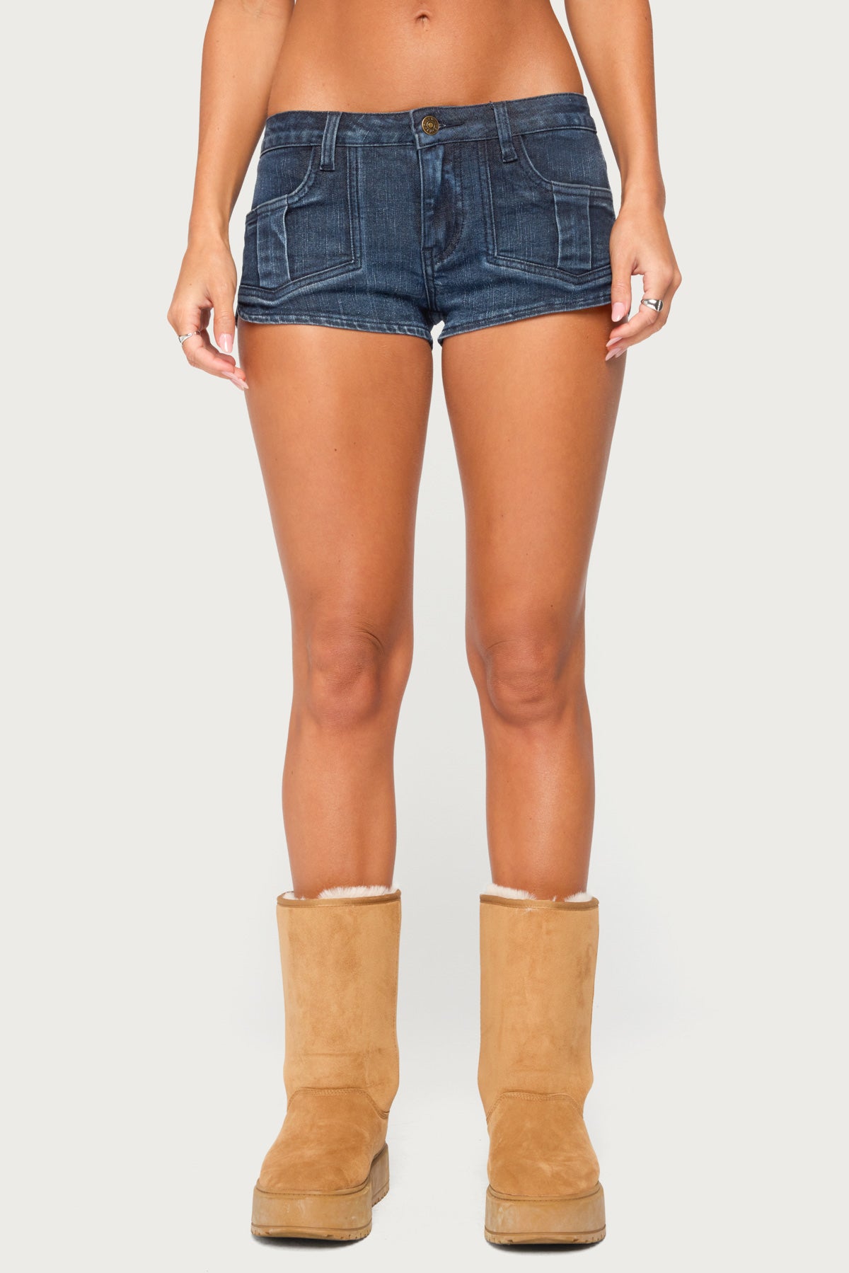 Janel Washed Denim Micro Shorts